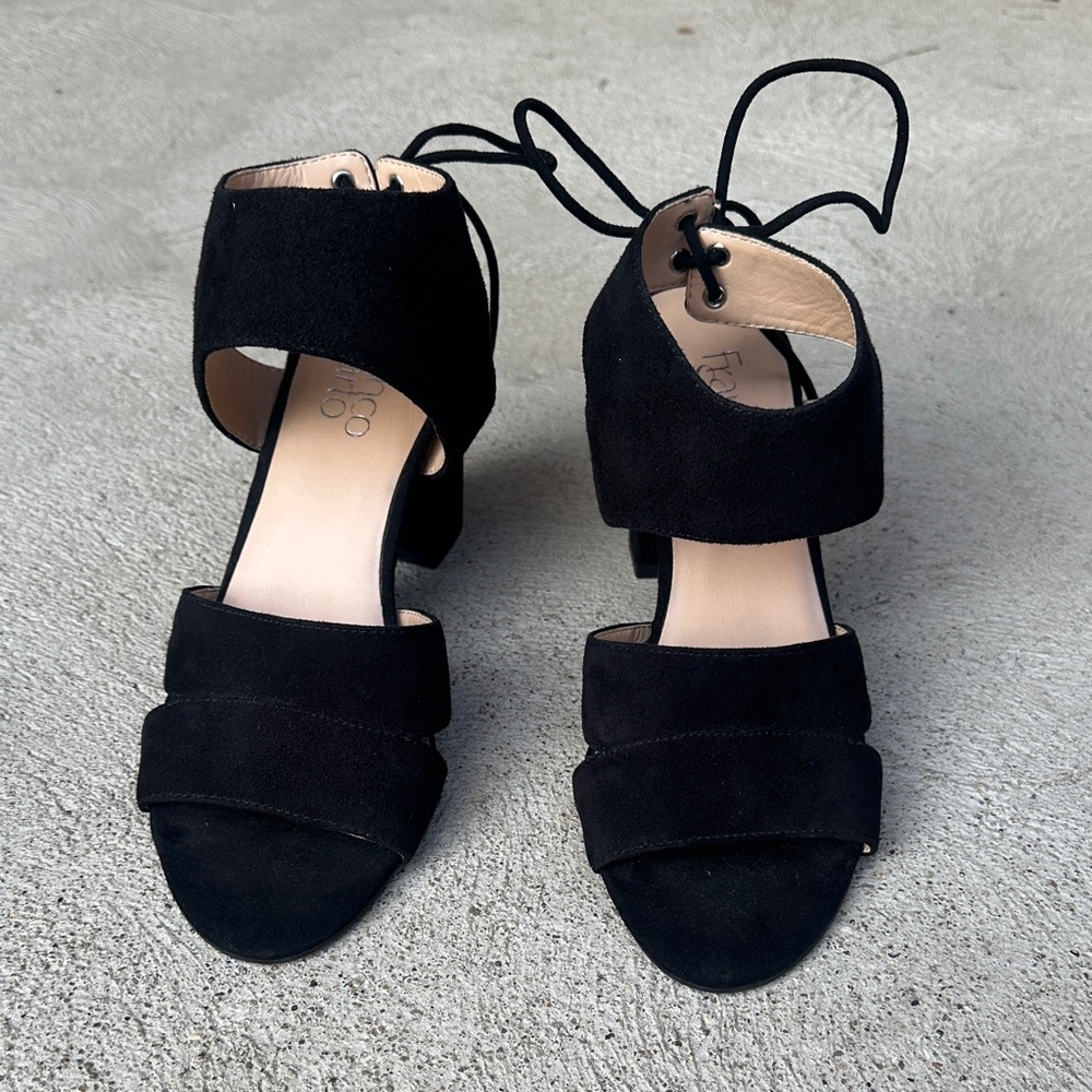 Franco Sarto Black Suede Heels